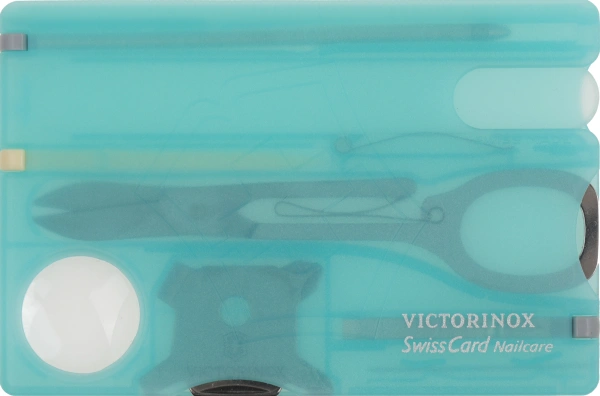 Швейцарская карта Victorinox SwissCard Nailcare (0.7240.T21) бирюзовый полупрозрачный коробка подарочная