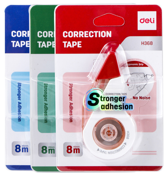 Лента коррект. Deli EH368 8мх5мм ассорти корпус белый блистер
