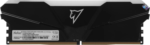 Память DDR4 2x8Gb 3600MHz Netac NTSRD4P36DP-16E Shadow RGB RTL PC4-28800 CL18 DIMM 288-pin 1.35В с радиатором Ret
