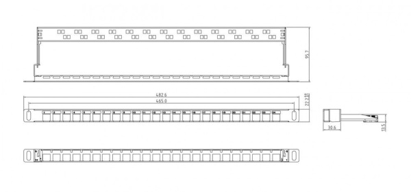 Патч-панель наборная Hyperline PPBLHD-19-24S-SH-RM 19" 0.5U 24x
