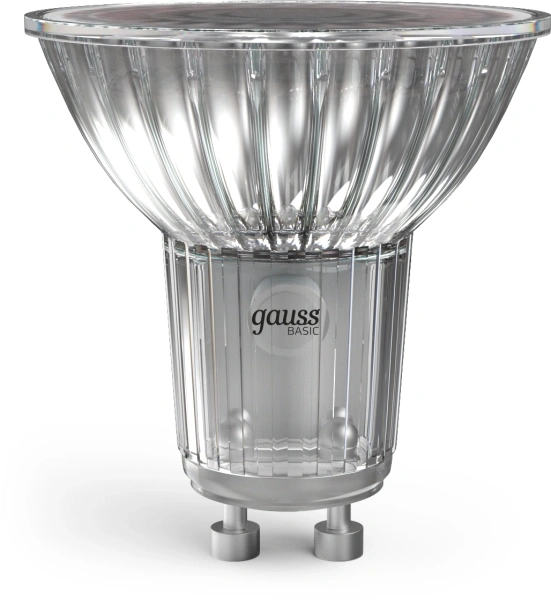 Лампа светодиодная Gauss Basic 8Вт цок.:GU10 софит св.свеч.теп.св./дневн. (упак.:10шт) (10106182)