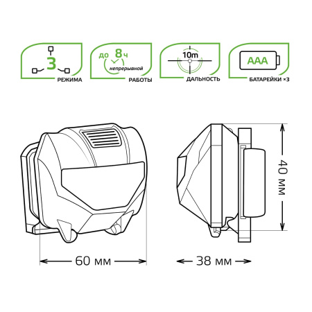 Фонарь налобный Gauss GFL306 черный (GF306)
