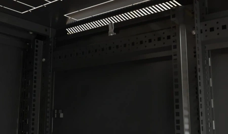 Шкаф серверный Hyperline (TTBR-4262-DD-RAL9004) напольный 42U 600x1200мм пер.дв.перфор.2ств. задн.дв