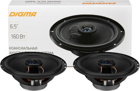 Колонки автомобильные Digma DCA-A602 (без решетки) 160Вт 90дБ 4Ом 16.5см (6 1/2дюйм) (ком.:2кол.) коаксиальные двухполосные