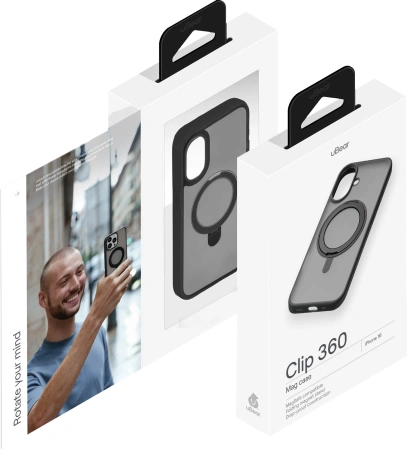 Чехол (клип-кейс) uBear для Apple iPhone 16 Clip 360 with MagSafe черный (CS437BL61RG-I24M)