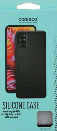 Чехол (клип-кейс) BoraSCO для Samsung Galaxy A12 черный (матовый) (39790)