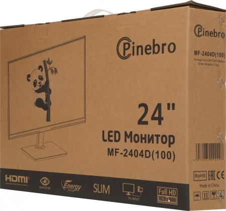 Монитор Pinebro 23.8" MF-2404D(100) черный IPS LED 4ms 16:9 HDMI M/M матовая 300cd 178гр/178гр 1920x1080 100Hz FreeSync VGA DP FHD 2.7кг