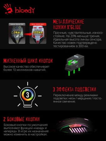 Мышь A4Tech Bloody Q80 черный оптическая (6200dpi) USB (8but)