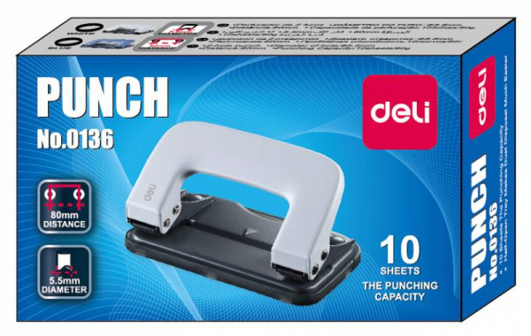 Дырокол Deli E0136 макс.:10лист. металл ассорти отв.:2