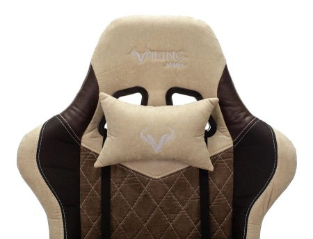 Кресло игровое Zombie VIKING 7 KNIGHT Fabric коричневый/бежевый текстиль/эко.кожа с подголов. крестов. металл