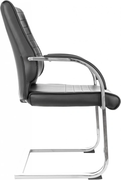 Кресло Бюрократ T-8010-Low-V черный эко.кожа низк.спин. полозья металл хром