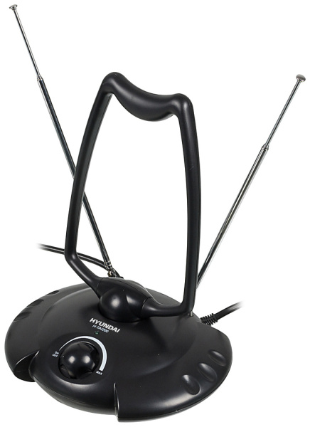 Антенна телевизионная Hyundai H-TAI200 30дБ активная черный каб.:1.35м