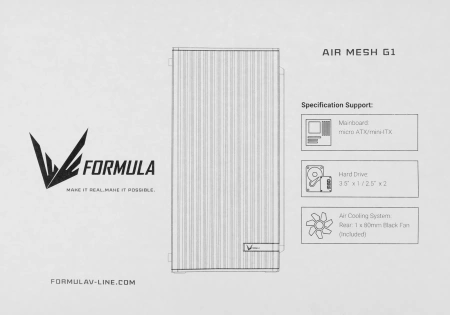 Корпус Formula Air Mesh G1 черный без БП mATX 1x80mm 2xUSB2.0 1xUSB3.1 audio