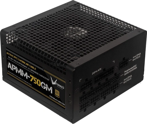 Блок питания Formula ATX 750W APMM-750GM Gen.5 80+ gold (20+4pin) APFC 120mm fan 8xSATA Cab Manag RTL