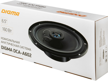 Колонки автомобильные Digma DCA-A602 (без решетки) 160Вт 90дБ 4Ом 16.5см (6 1/2дюйм) (ком.:2кол.) коаксиальные двухполосные
